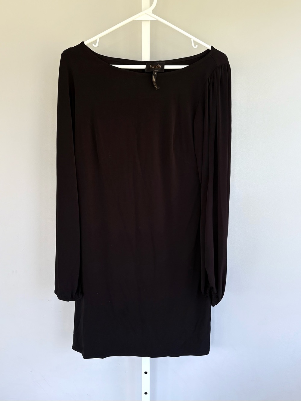 Laundry by Shelli Segal Black Long Sleeve Shift Dress Women’s 6 Stretch Mini Mid